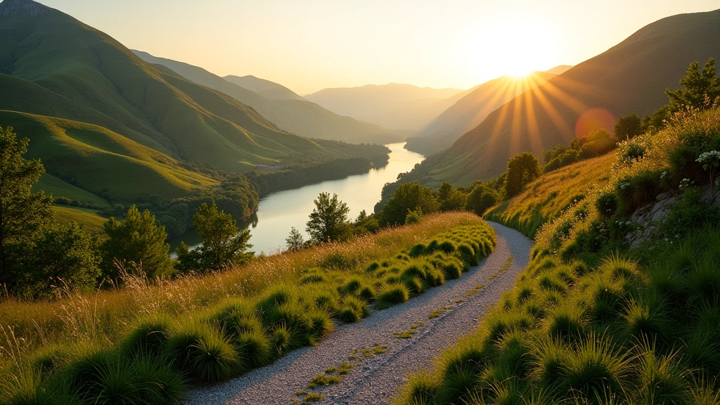 Beautiful river valley hiking trail with scenic water views and gentle terrain
