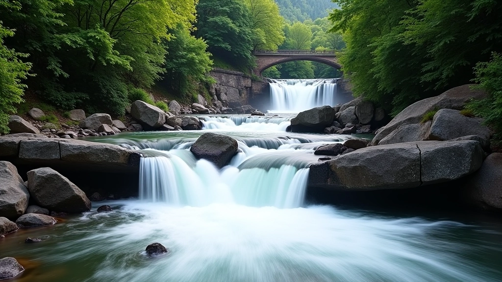 The impressive Venta Waterfall in natural daylight showing the cascade and surrounding landscape